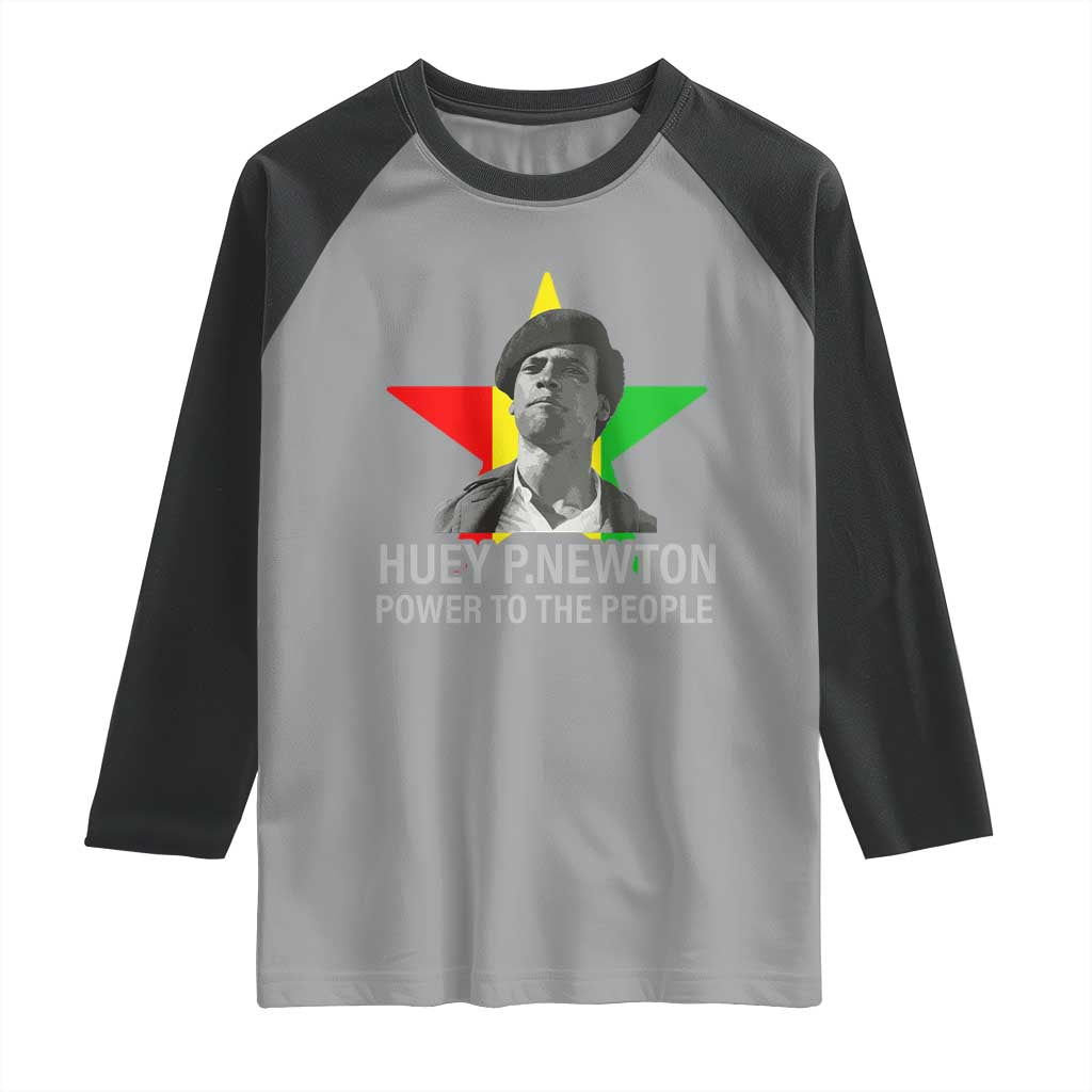 Huey P.Newton Power To The People Raglan Shirt Black Panther Party Black History Month TS11 Sport Gray Black Print Your Wear