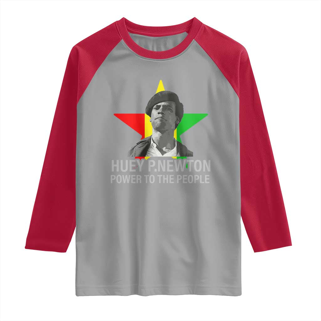 Huey P.Newton Power To The People Raglan Shirt Black Panther Party Black History Month TS11 Sport Gray Red Print Your Wear