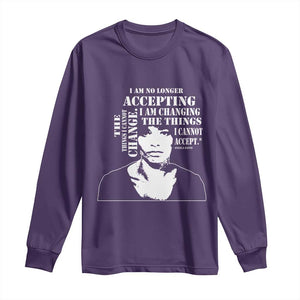 Angela Davis Quotes Long Sleeve Shirt I Am No Longer Accepting The Things I Cannot Change Black History Month TS11 Purple Print Your Wear
