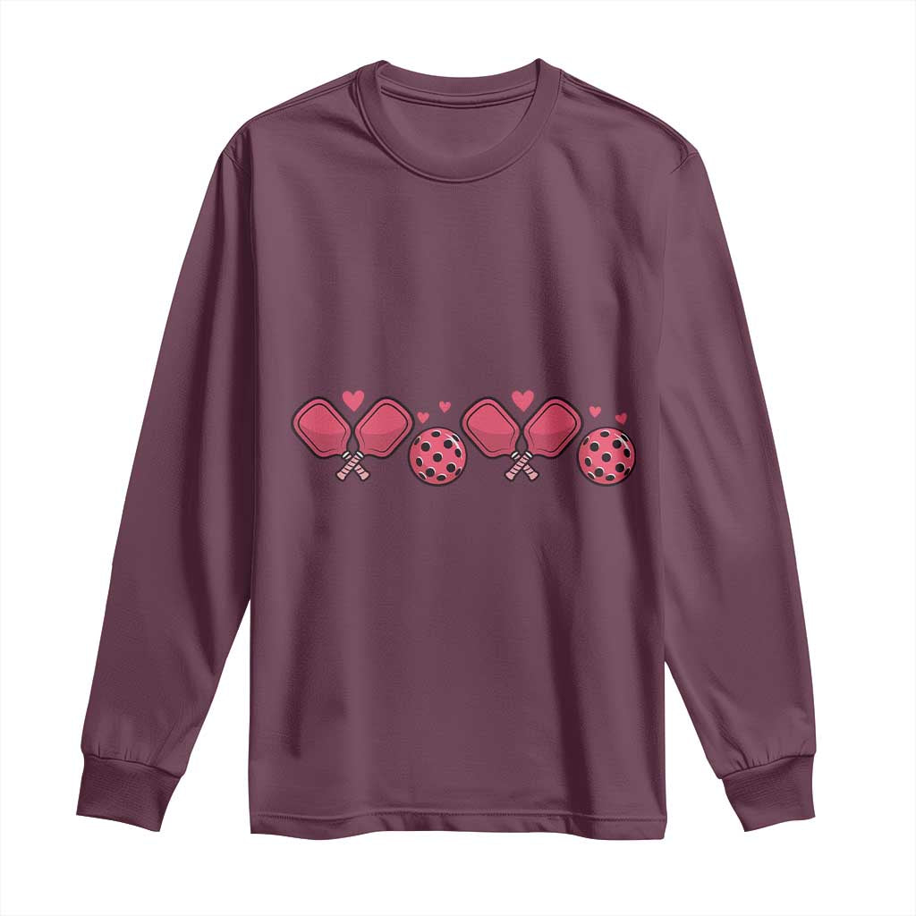 Funny Valentine's Day Xoxo Pink Pickleball Long Sleeve Shirt TS11 Maroon Print Your Wear