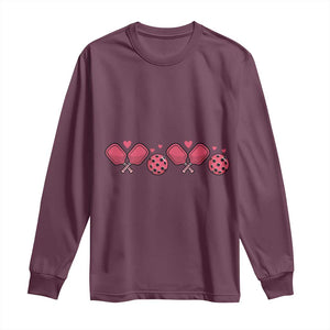 Funny Valentine's Day Xoxo Pink Pickleball Long Sleeve Shirt TS11 Maroon Print Your Wear