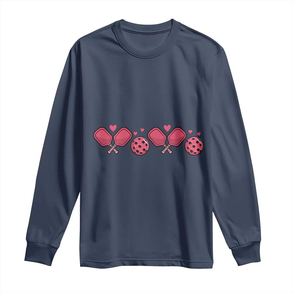 Funny Valentine's Day Xoxo Pink Pickleball Long Sleeve Shirt TS11 Navy Print Your Wear