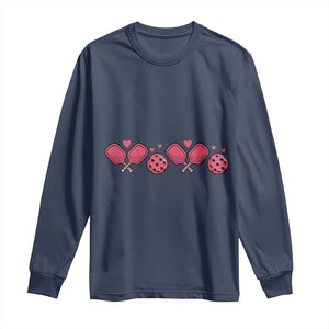 Funny Valentine's Day Xoxo Pink Pickleball Long Sleeve Shirt TS11 Navy Print Your Wear