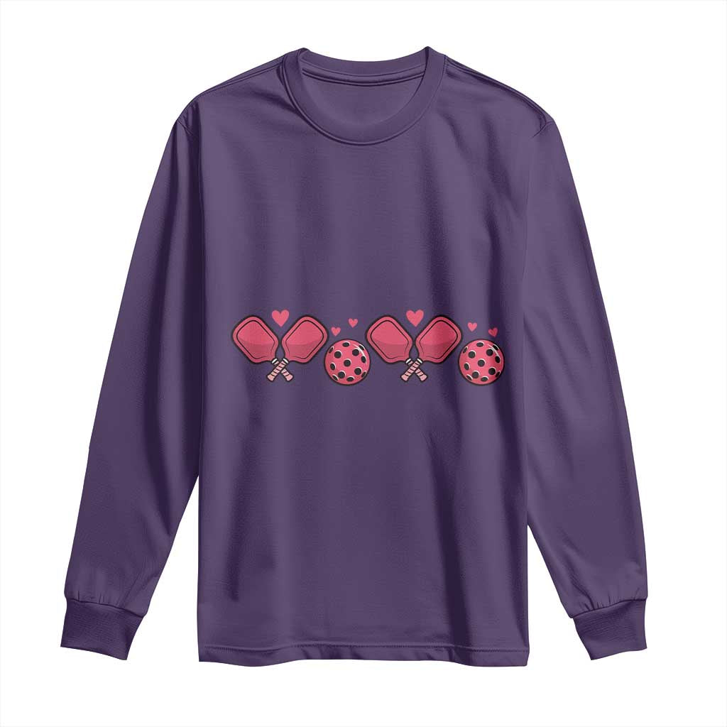 Funny Valentine's Day Xoxo Pink Pickleball Long Sleeve Shirt TS11 Purple Print Your Wear