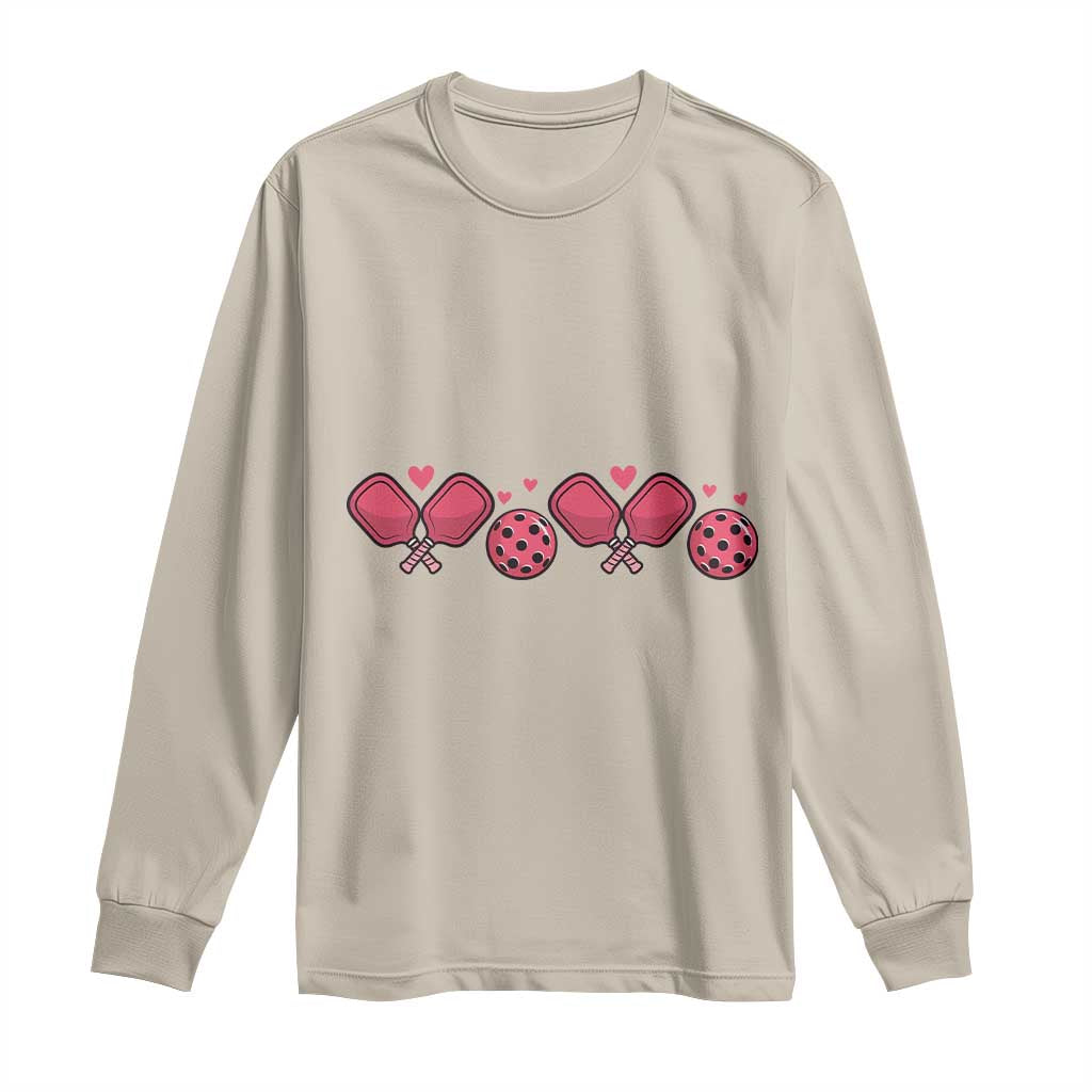 Funny Valentine's Day Xoxo Pink Pickleball Long Sleeve Shirt TS11 Sand Print Your Wear