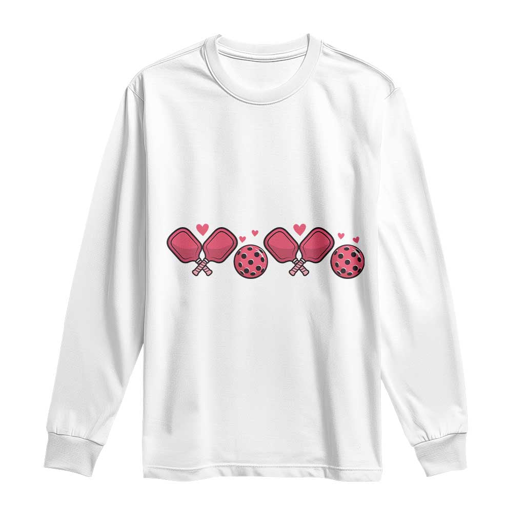 Funny Valentine's Day Xoxo Pink Pickleball Long Sleeve Shirt TS11 White Print Your Wear