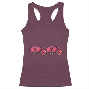 Funny Valentine's Day Xoxo Pink Pickleball Racerback Tank Top TS11 Maroon Print Your Wear