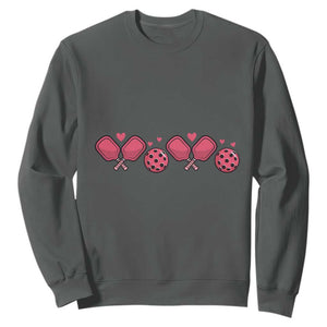Funny Valentine's Day Xoxo Pink Pickleball Sweatshirt TS11 Dark Heather Print Your Wear