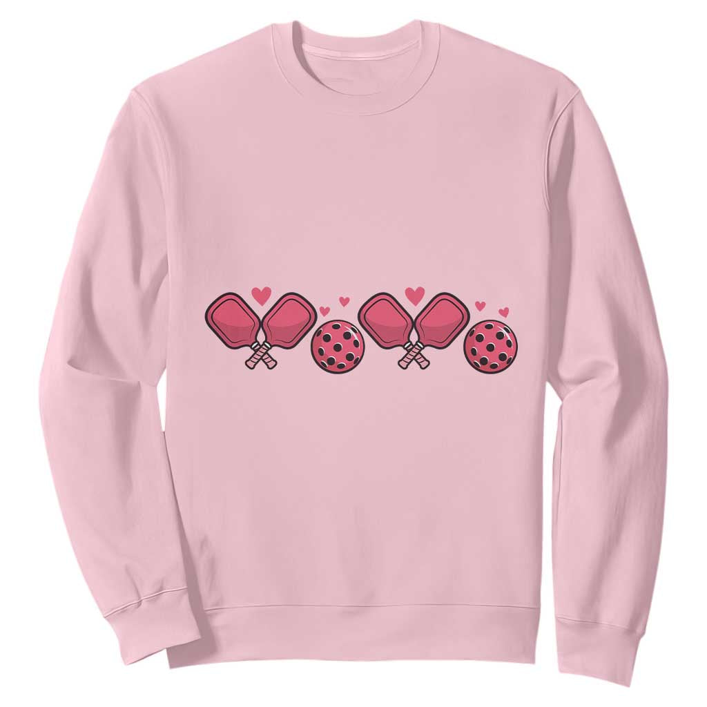 Funny Valentine's Day Xoxo Pink Pickleball Sweatshirt TS11 Light Pink Print Your Wear