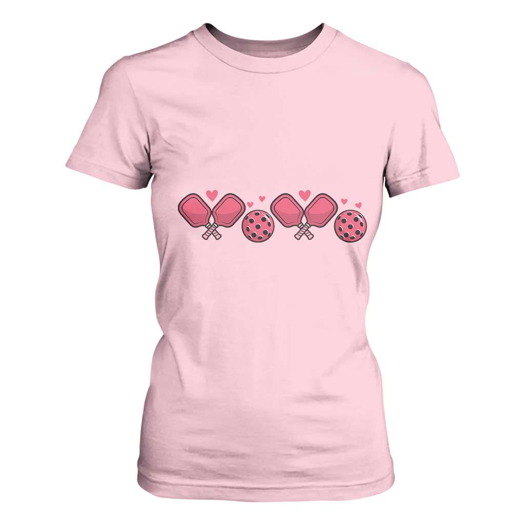 Funny Valentine's Day Xoxo Pink Pickleball T Shirt For Women TS11 Light Pink Print Your Wear
