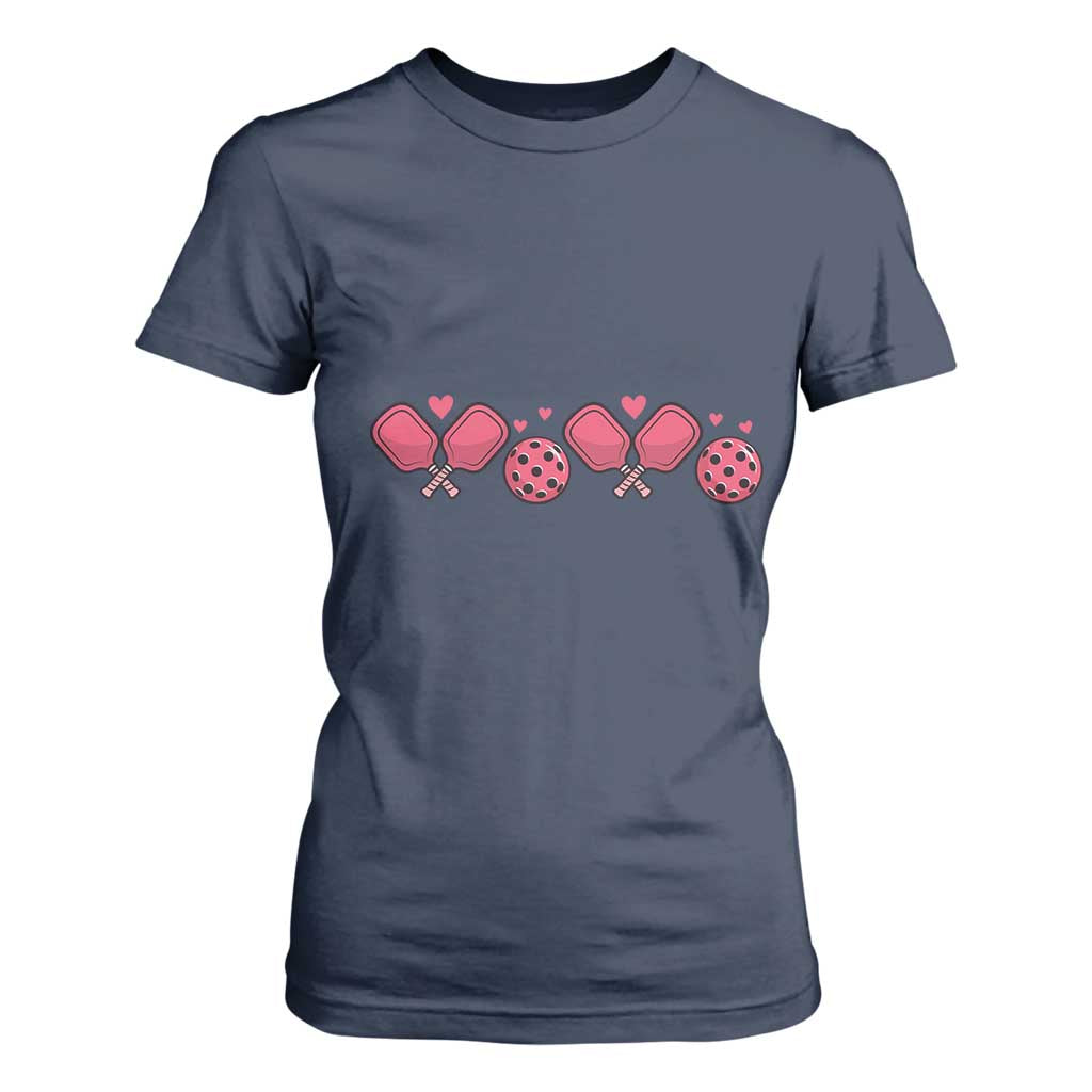 Funny Valentine's Day Xoxo Pink Pickleball T Shirt For Women TS11 Navy Print Your Wear