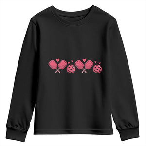Funny Valentine's Day Xoxo Pink Pickleball Youth Sweatshirt TS11 Black Print Your Wear