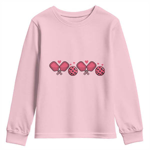 Funny Valentine's Day Xoxo Pink Pickleball Youth Sweatshirt TS11 Light Pink Print Your Wear
