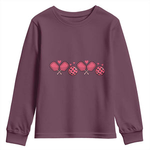 Funny Valentine's Day Xoxo Pink Pickleball Youth Sweatshirt TS11 Maroon Print Your Wear