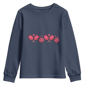 Funny Valentine's Day Xoxo Pink Pickleball Youth Sweatshirt TS11 Navy Print Your Wear