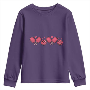 Funny Valentine's Day Xoxo Pink Pickleball Youth Sweatshirt TS11 Purple Print Your Wear
