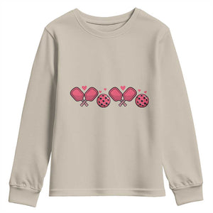 Funny Valentine's Day Xoxo Pink Pickleball Youth Sweatshirt TS11 Sand Print Your Wear