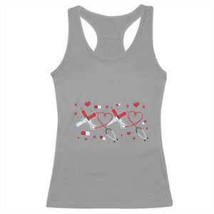 Funny Valentine's Day Nurse Doctor Racerback Tank Top Heart Stethoscope TS11 Sport Gray Print Your Wear