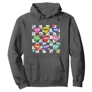 Funny Spanish Candy Heart Valentine's Day Hoodie TS11 Dark Heather Print Your Wear