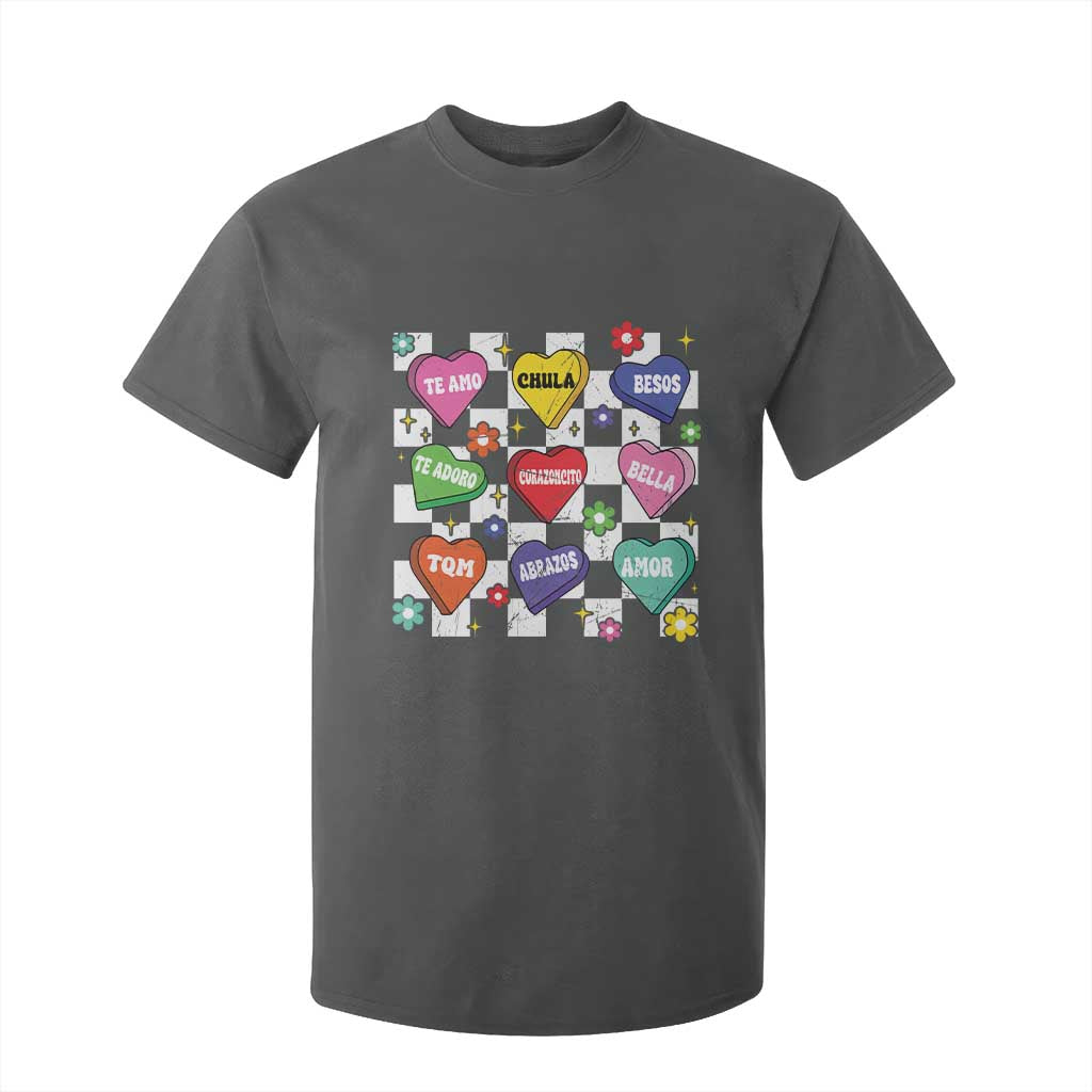 Funny Spanish Candy Heart Valentine's Day T Shirt For Kid TS11 Dark Heather Print Your Wear