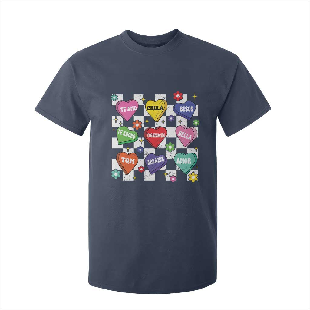 Funny Spanish Candy Heart Valentine's Day T Shirt For Kid TS11 Navy Print Your Wear