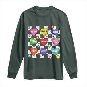 Funny Spanish Candy Heart Valentine's Day Long Sleeve Shirt TS11 Dark Forest Green Print Your Wear