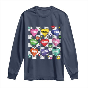 Funny Spanish Candy Heart Valentine's Day Long Sleeve Shirt TS11 Navy Print Your Wear