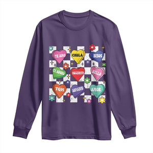 Funny Spanish Candy Heart Valentine's Day Long Sleeve Shirt TS11 Purple Print Your Wear