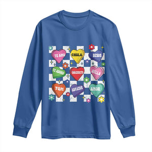 Funny Spanish Candy Heart Valentine's Day Long Sleeve Shirt TS11 Royal Blue Print Your Wear