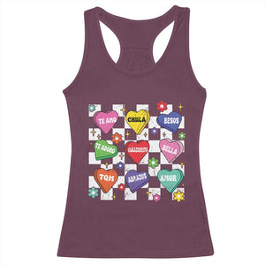Funny Spanish Candy Heart Valentine's Day Racerback Tank Top TS11 Maroon Print Your Wear