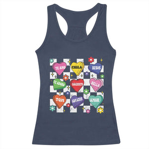 Funny Spanish Candy Heart Valentine's Day Racerback Tank Top TS11 Navy Print Your Wear
