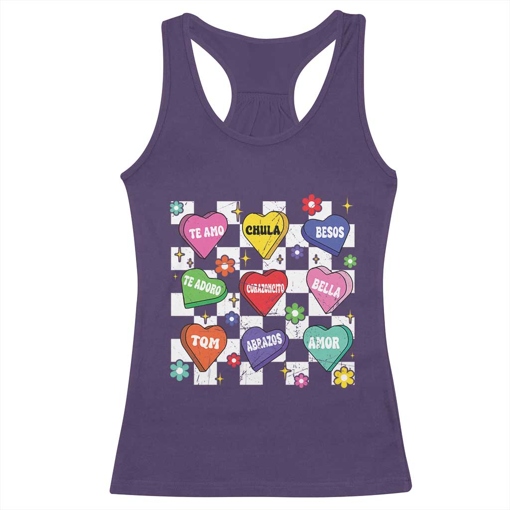 Funny Spanish Candy Heart Valentine's Day Racerback Tank Top TS11 Purple Print Your Wear