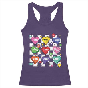 Funny Spanish Candy Heart Valentine's Day Racerback Tank Top TS11 Purple Print Your Wear