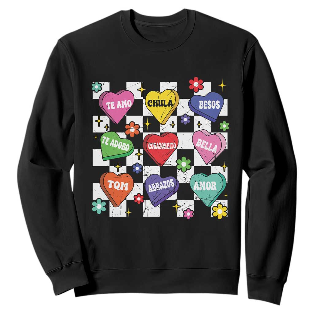 Funny Spanish Candy Heart Valentine's Day Sweatshirt TS11 Black Print Your Wear