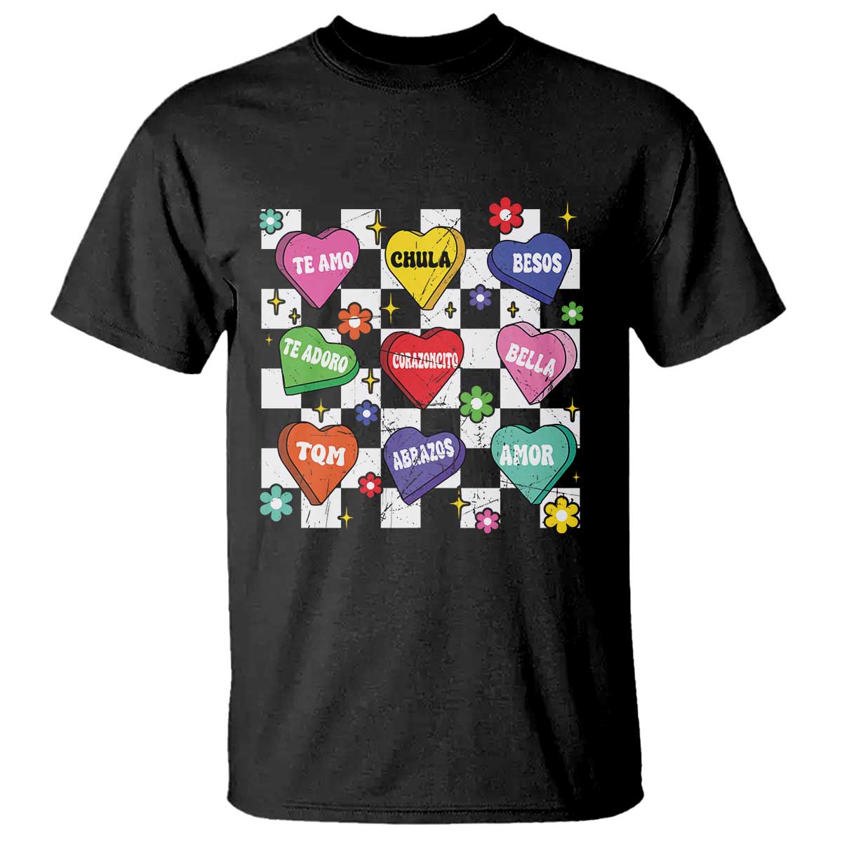 Funny Spanish Candy Heart Valentine's Day T Shirt TS11 Black Print Your Wear