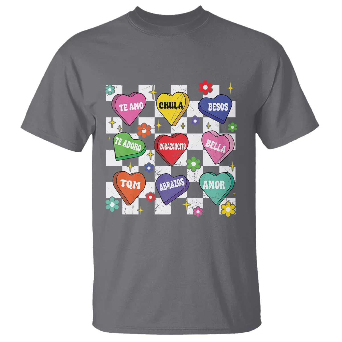 Funny Spanish Candy Heart Valentine's Day T Shirt TS11 Charcoal Print Your Wear