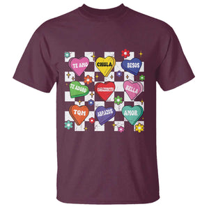 Funny Spanish Candy Heart Valentine's Day T Shirt TS11 Maroon Print Your Wear