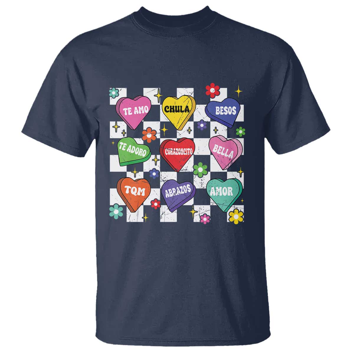 Funny Spanish Candy Heart Valentine's Day T Shirt TS11 Navy Print Your Wear