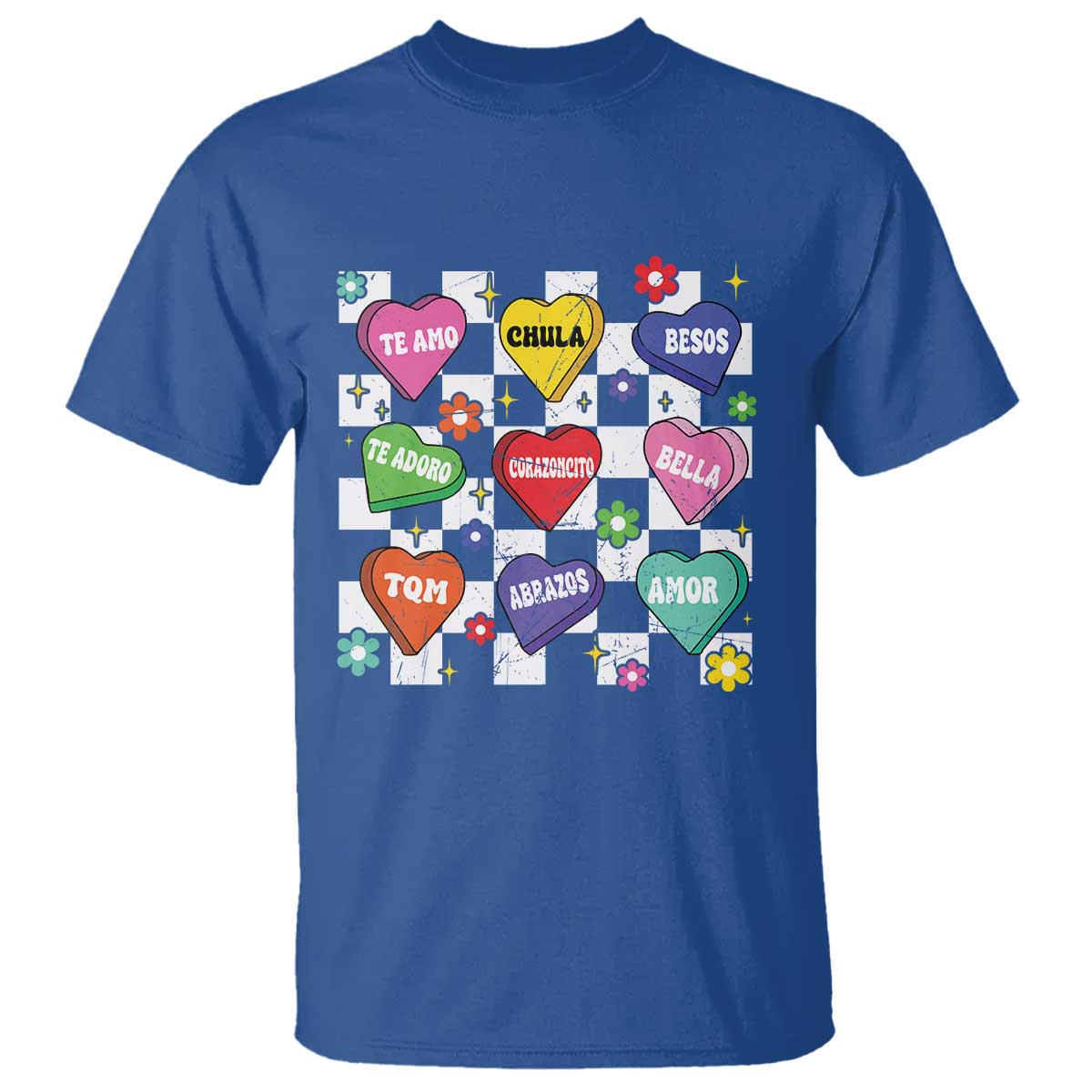 Funny Spanish Candy Heart Valentine's Day T Shirt TS11 Royal Blue Print Your Wear