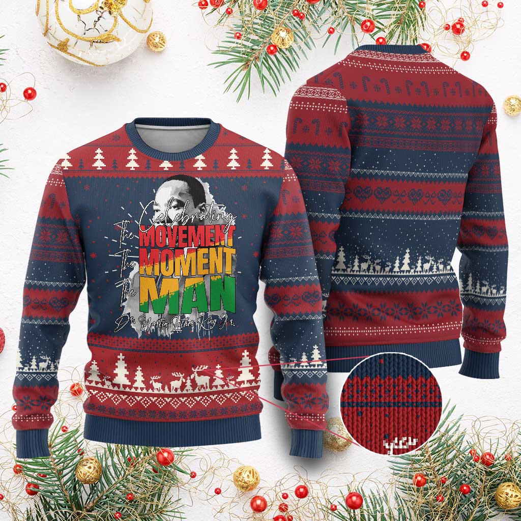 Dr Martin Luther King Jr Ugly Christmas Sweater Celebrating The Movement Moment The Man TS11 Burgundy Print Your Wear