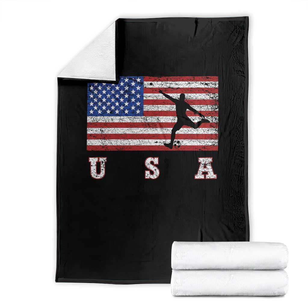 Patriotic Soccer Throw Blanket USA American Flag Team TS11 Black Print Your Wear