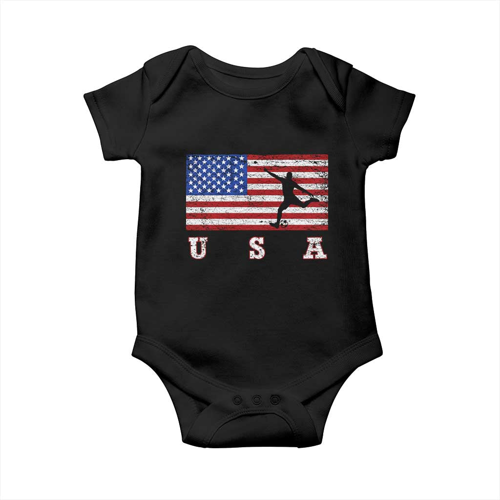 Patriotic Soccer Baby Onesie USA American Flag Team TS11 Black Print Your Wear