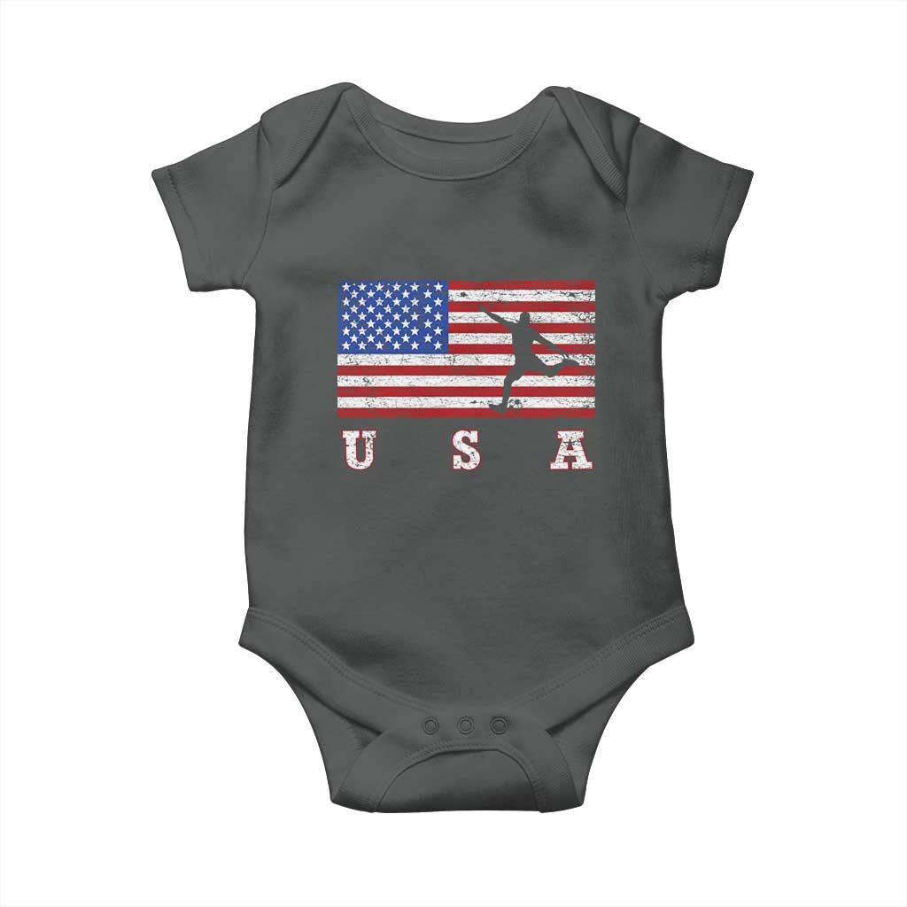 Patriotic Soccer Baby Onesie USA American Flag Team TS11 Dark Heather Print Your Wear