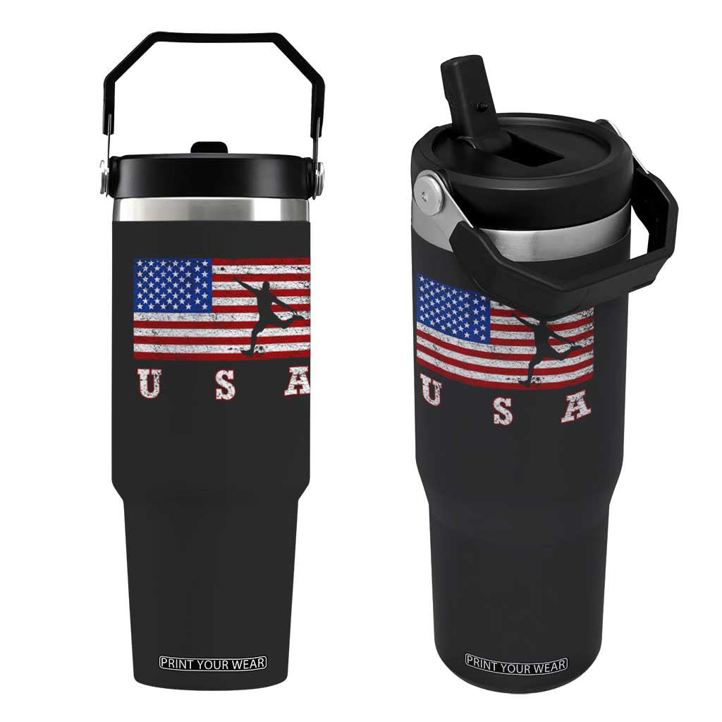 Patriotic Soccer Flip Straw Tumbler USA American Flag Team TS11 One Size: 30 oz Black Print Your Wear