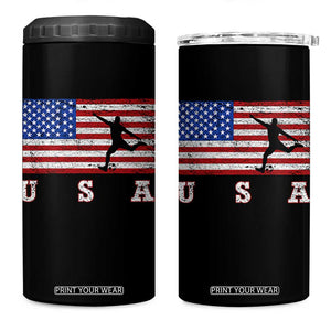 Patriotic Soccer 4 in 1 Can Cooler Tumbler USA American Flag Team TS11 One Size: 16 oz Black Print Your Wear
