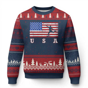 Patriotic Soccer Ugly Christmas Sweater USA American Flag Team TS11 Navy Red Print Your Wear