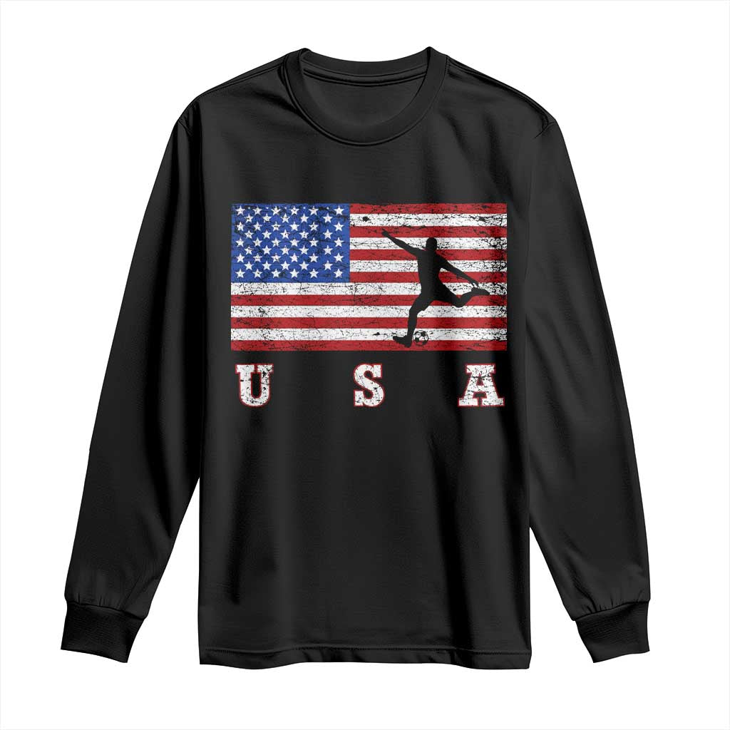 Patriotic Soccer Long Sleeve Shirt USA American Flag Team TS11 Black Print Your Wear