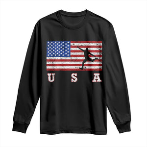 Patriotic Soccer Long Sleeve Shirt USA American Flag Team TS11 Black Print Your Wear