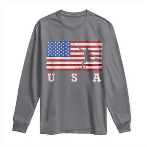 Patriotic Soccer Long Sleeve Shirt USA American Flag Team TS11 Charcoal Print Your Wear