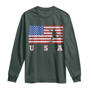 Patriotic Soccer Long Sleeve Shirt USA American Flag Team TS11 Dark Forest Green Print Your Wear